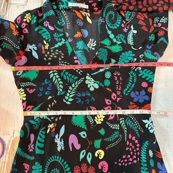 Rixo Silk Lulu Dark Floral Mini Dress Size Small - Picture 10 of 12